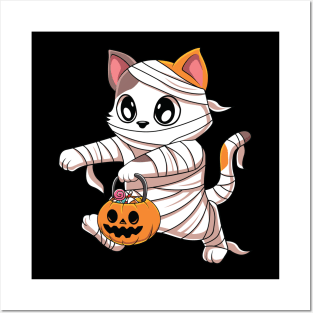 Scary Mummy Cat Funny Halloween Costume Posters and Art